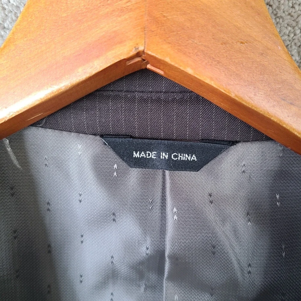Evan Picone Jacket‎ Mens 42L Brown Striped Blazer Poly Blend 2 Button Suit Coat